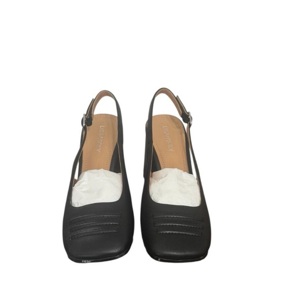 Lisa Vicky Black Chic Sturdy Closed Square Toe Slingback Block Heels US 8M. NWT - Picture 6 of 13
